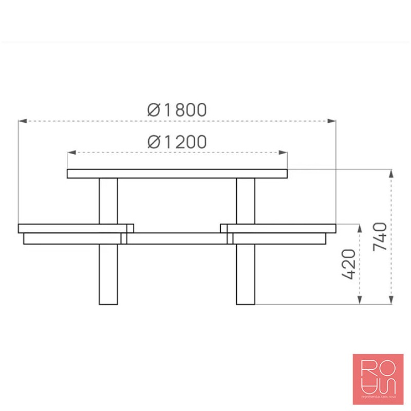 Taula de Pícnic Rodona Dublin | Fusta de Pi Autoclau